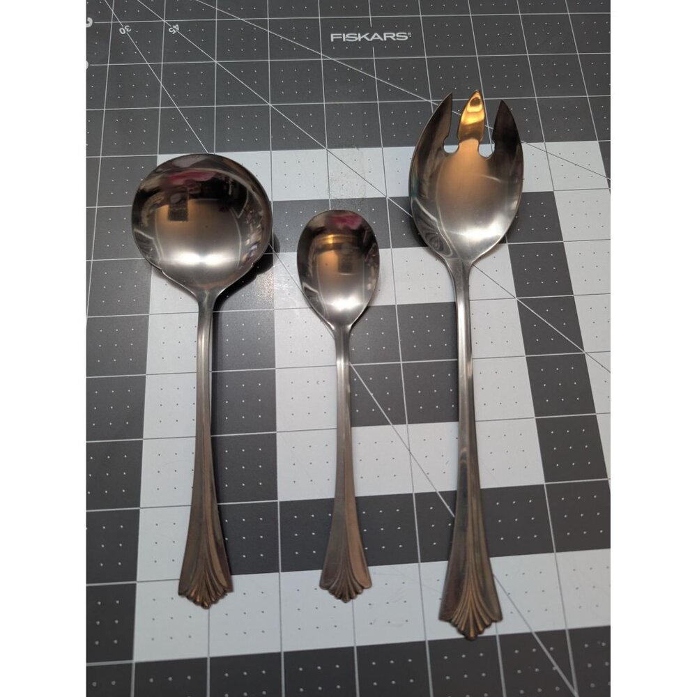 Rogers China Stainless Steel Triumph RG53 lot 3 Serving / tea spoon spork? flatw